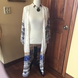 Printed Long caftan or beach cover up
